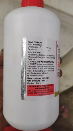 Enrofloxacin 10% Oral Solution Vet by Zeotis Enrocin - 1 Ltr, Prepaid
