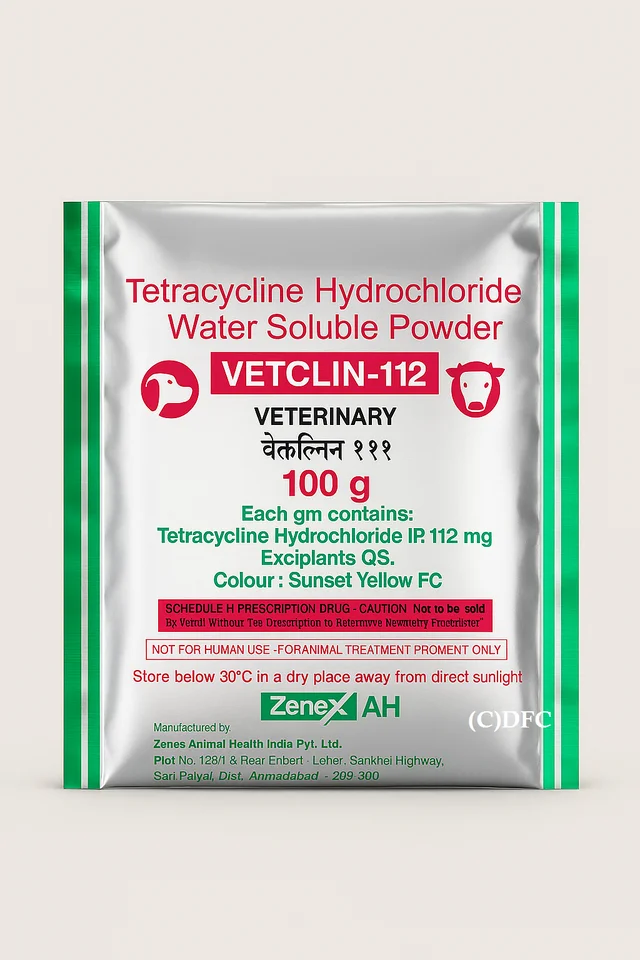 Tetracycline Hydrochloride Water Soluble Powder by ZenexAH Vetclin 112 - 100 Gm