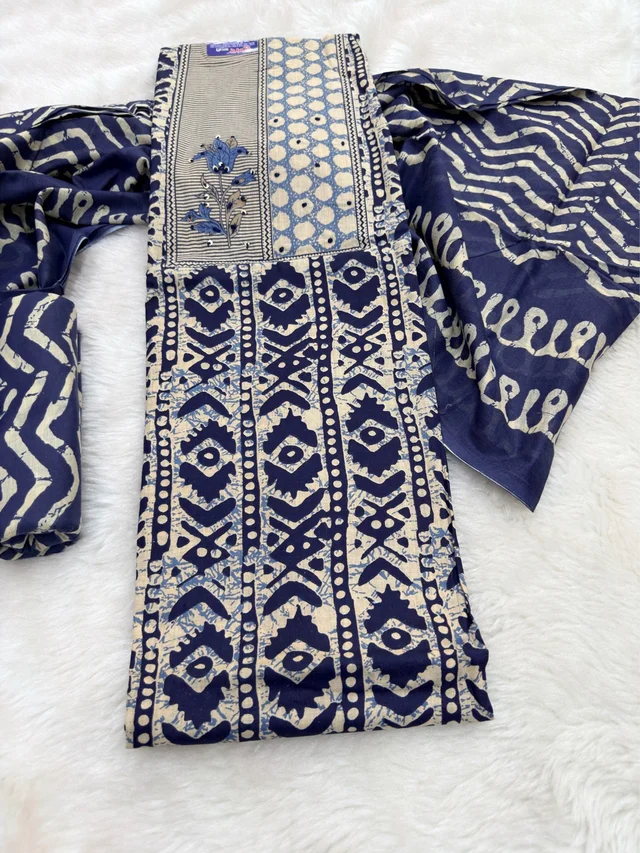 Jaipuri Hand Work Printed Cotton Dress