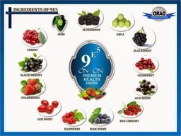 Elements On & On 9E5 Drink Juice Concentrate - Natural Antioxidant Juice - 30 Sachets - 990 Ml, 12 Months