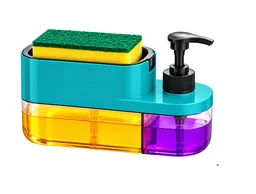 ABG 3 in 1 Soap Dispenser with Sponge Holder, Liquid Soap & Dishwash Dispenser Pump for Kitchen Sink