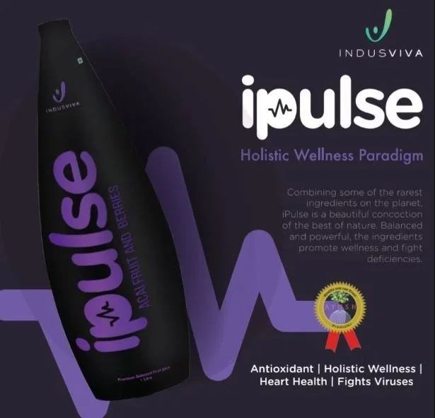 Indusviva Indus viva Ipulse Juice | Indusviva i pulse Premium Balanced Fruits & Acai Berry Drink Juice - 1 Litre - 1 L, 12 Months
