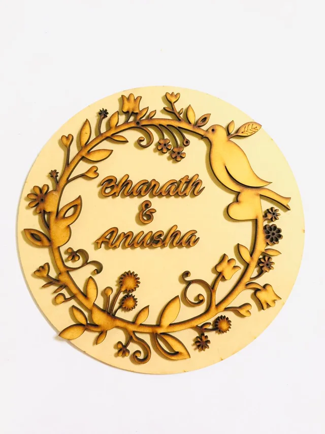 Bird Floral Nameboard - 12", 4mm Base+4mm