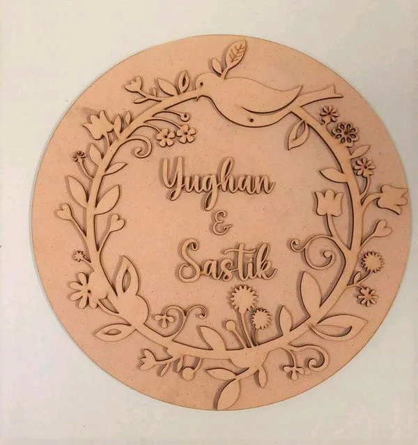Bird Floral Nameboard - 12", 4mm base + 4mm