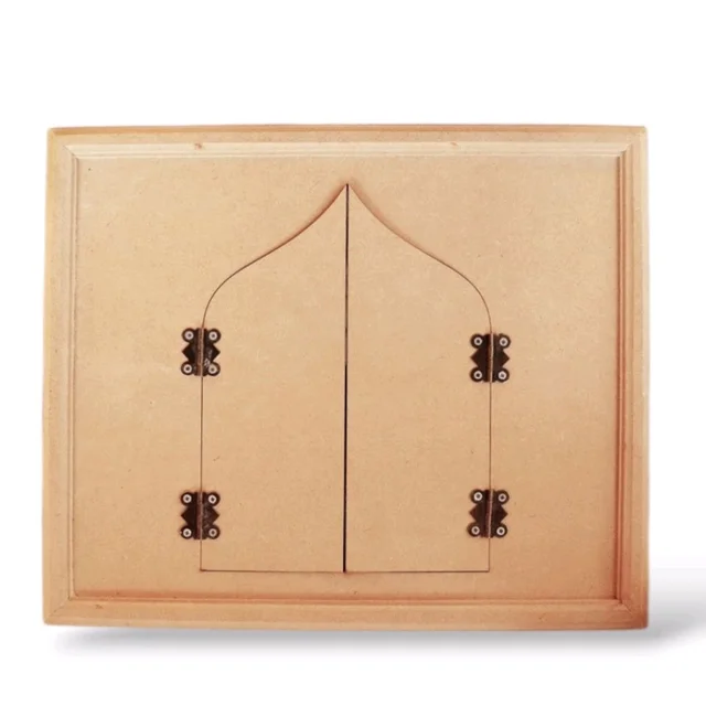 Mdf Mirror Jharokha With Grooved Edges - 10/8 inch