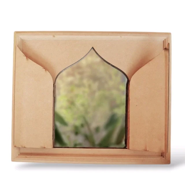 Mdf Mirror Jharokha With Grooved Edges - 12/10 inch