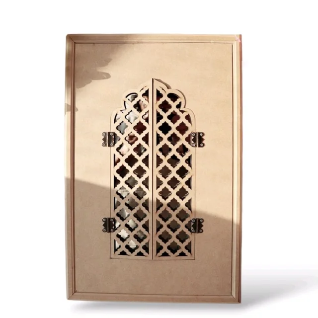 Mdf Jharokha Mirror With Jali Door - 14/8 inch