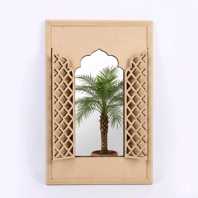 Mdf Jharokha Mirror With Jali Door - 16/10 inch