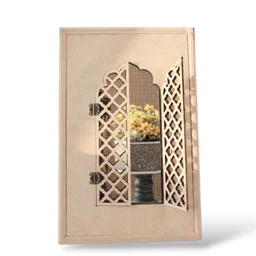 Mdf Jharokha Mirror With Jali Door - 16/10 inch