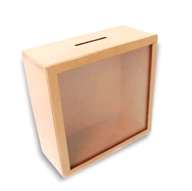 Mdf Piggy Bank With Acrylic Lid - 6/6/2"