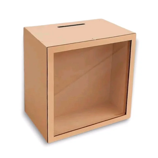 Mdf Piggy Bank With Acrylic Front - 6/6/4"