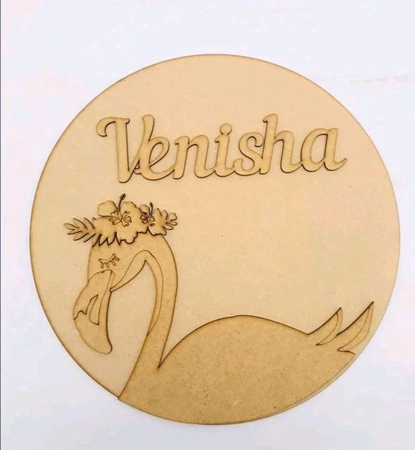 Flamingo Theme Kids Nameboard - 12", 6+2.5mm