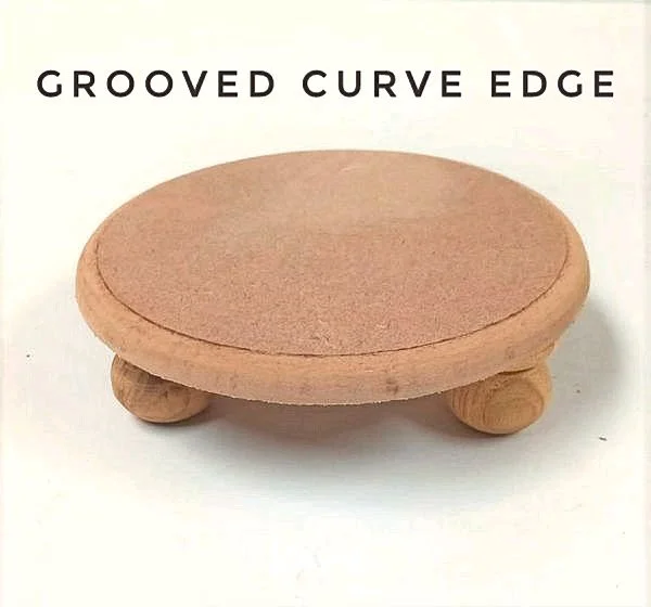 Round Chowki-round wood Legs - 10", Flat Base