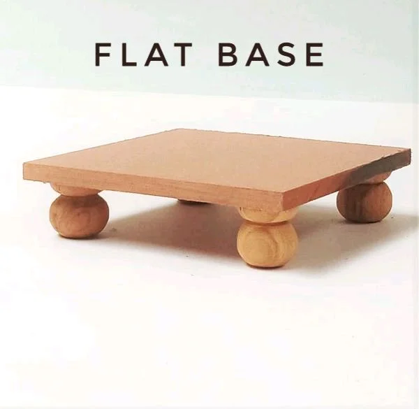 Square Chowki- Round Wood Legs - 10/10", Flat Base, 8mm
