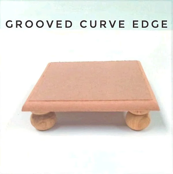 Square Chowki- Round Wood Legs - 10/10", Flat Base, 8mm