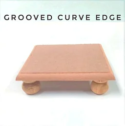 Square Chowki- Round Wood Legs - 12/12", Grooved Curve Edge, 8mm
