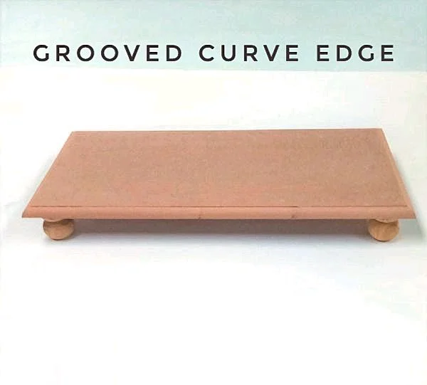 Rectangle Chowki- Round Wood Legs - 12/10", Flat Base, 8mm