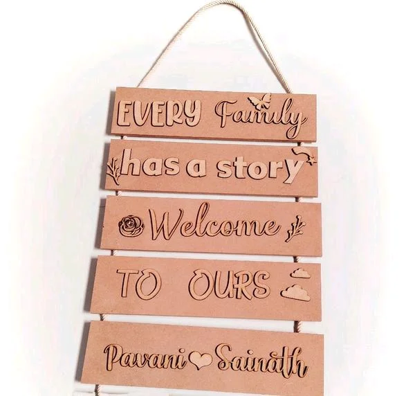 Sentiment Plank- Love Home Theme - With Rope, 6+2.5mm