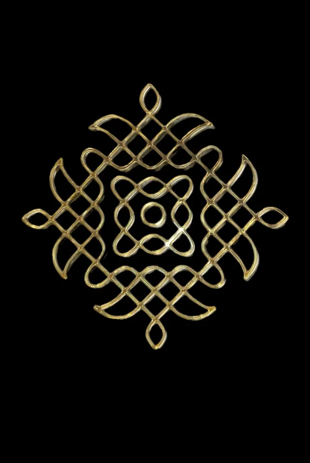 Kolam Cut Out -1 - 4", 2.5mm, Golden acrylic