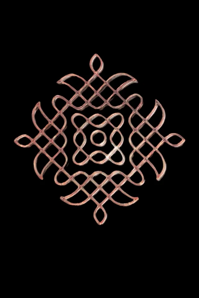 Kolam Cut Out -1 - 4", 2.5mm, Golden acrylic
