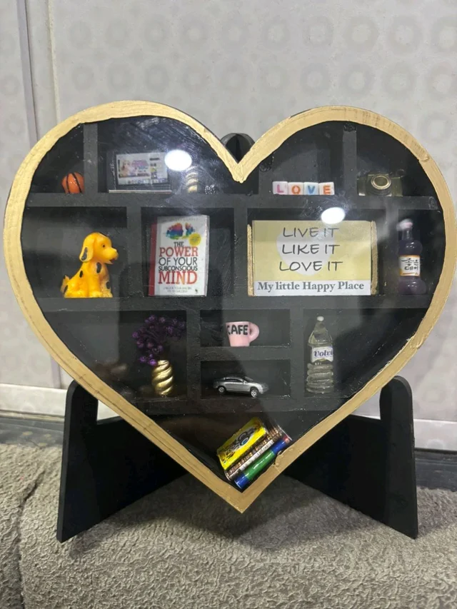 Heart Miniature Shadow Box - 6", Without Easel stand