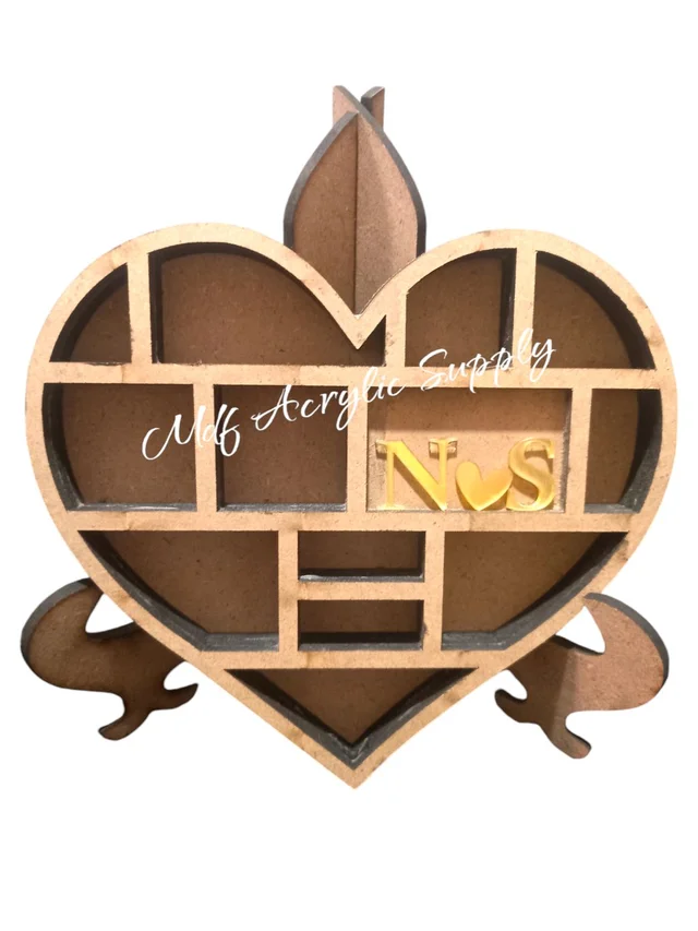 Heart Miniature Shadow Box - 8", Without Easel stand