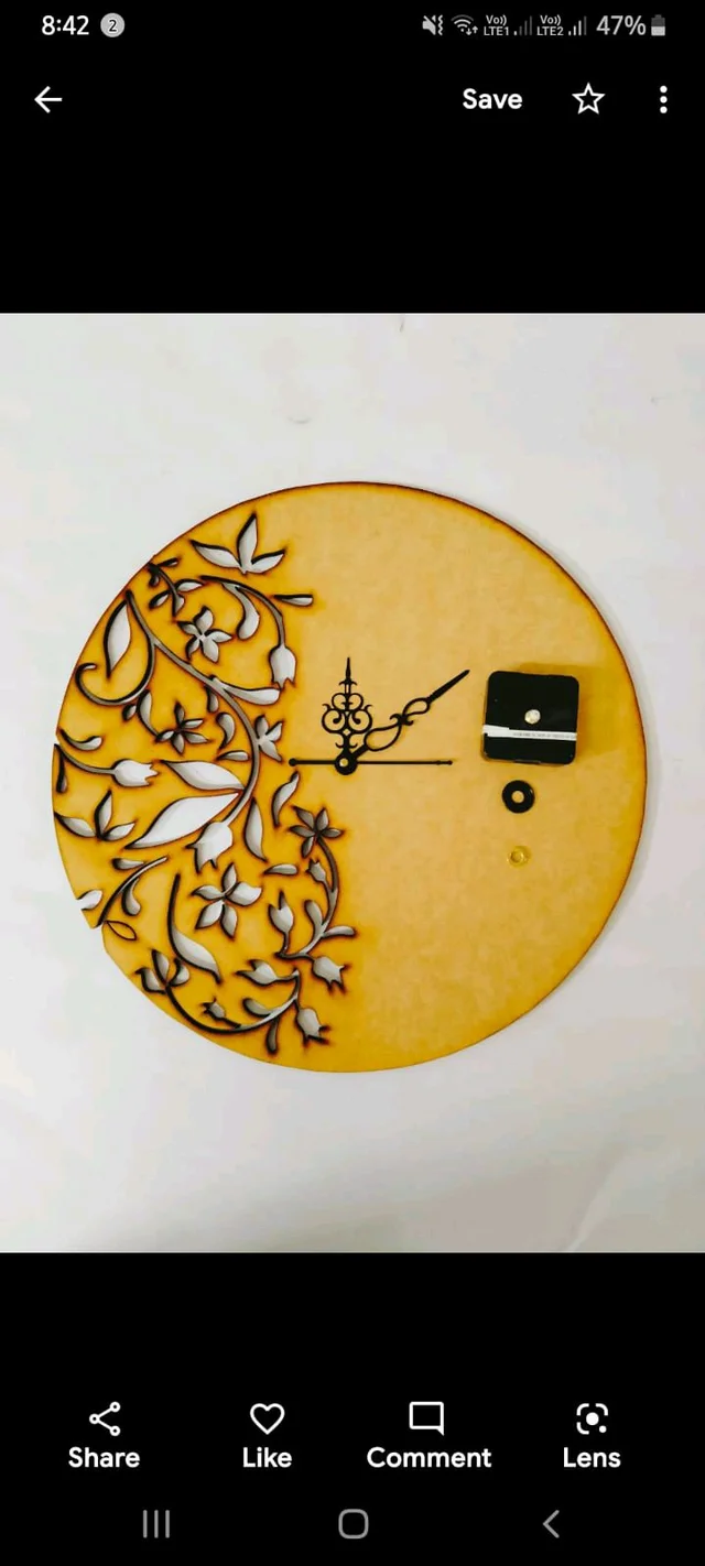 Design Mdf Clock - 15", With Machine+Needles