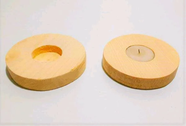Round Pinewood Tealight-2 Pc