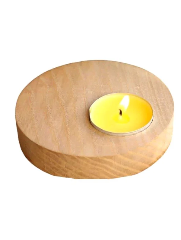Round Pinewood Tealight-2 Pc