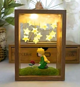 Wooden Miniature 3D LED Lights Photo Frame Night Lamp - 6.5/4.5/2"
