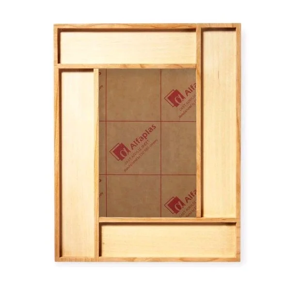 Wooden Platter With Partition - 12/9/1", With Center Acrylic