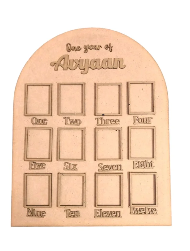 Baby 1 Year Birth Photo Frame - 18/13", Golden acrylic