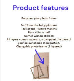 Baby 1 Year Birth Photo Frame - 18/13", Golden acrylic