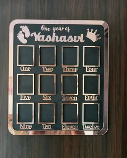Baby 1 Year Birth Photo Frame- Mdf+ Acrylic - 15/12", Mdf+ Black Acrylic