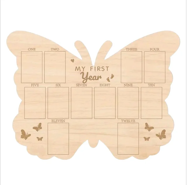 Butterfly- Birchwood Baby 1 Year Photo Frame - 16.5/12.3", 4mm
