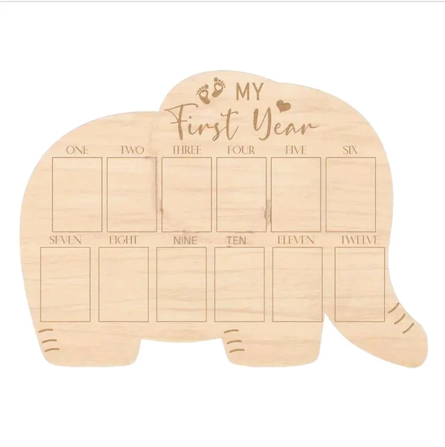 Elephant- Birchwood Baby 1 Year Photo Frame - 16.5/12"