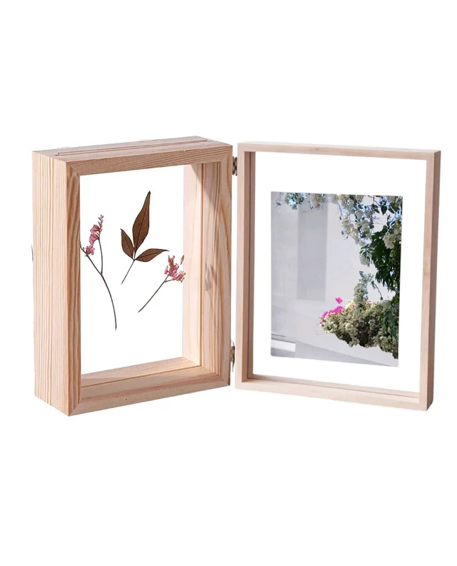 Pinewood Book Frame- 1 Preservation +1 Photo - 7/5/1.5", Mdf Baseon Preservation Side