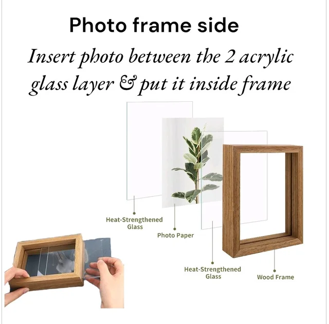 Pinewood Book Frame- 1 Preservation +1 Photo - 7/5/1.5", Mdf Baseon Preservation Side