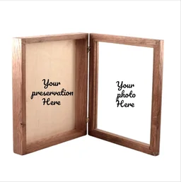 Teakwood Book Frame-1 preservation+Photo Frame - 10/8/1.5", Transparent Acrylic Base On Preservation Side