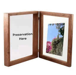 Teakwood Book Frame-1 preservation+Photo Frame - 10/8/1.5", Transparent Acrylic Base On Preservation Side