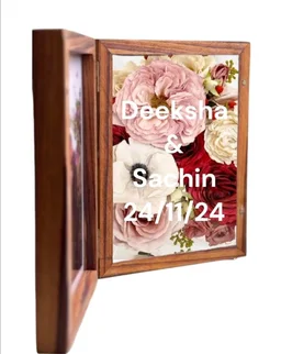 Teakwood Book Frame-1 preservation+Photo Frame - 10/8/1.5", Transparent Acrylic Base On Preservation Side