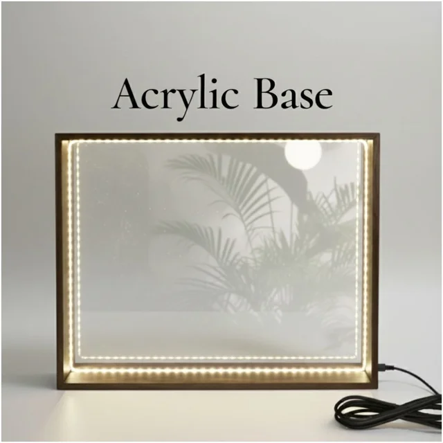 LED Teakwood Preservation Frame - Acrylic Base - 8/8/1"