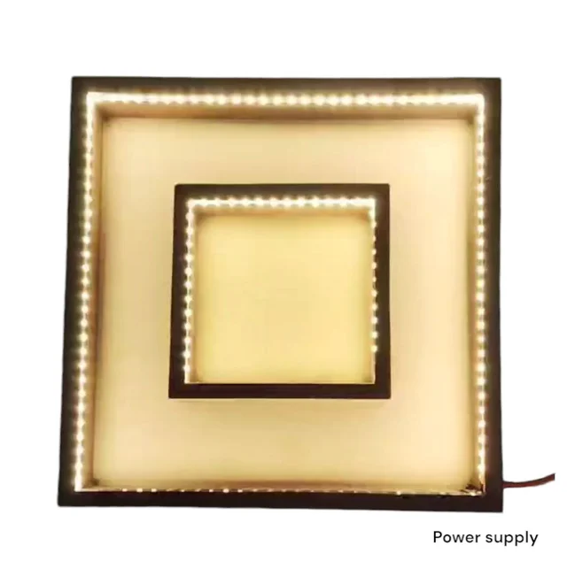 Double LED Teakwood Double Frame - With Photo Frame - 10/10/1.5"