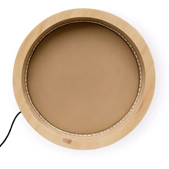 Pinewood Round LED Wooden Varmala Preservation Frame - 16", Mdf Base