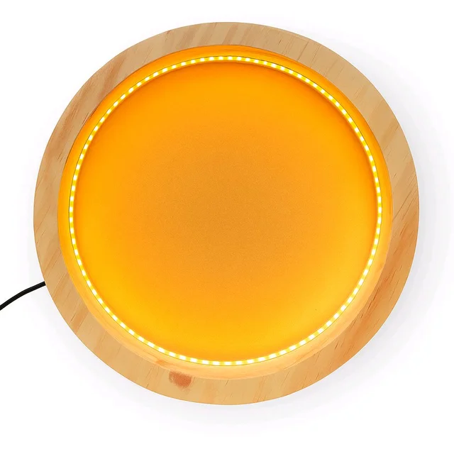 Pinewood Round LED Wooden Varmala Preservation Frame - 18", Mdf Base