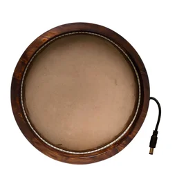 Round Teak Finish Pinewood Preservation Frame - 16", Mdf Base