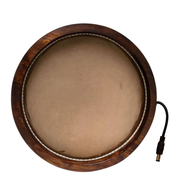 Round Teak Finish Pinewood Preservation Frame - 18", Mdf Base