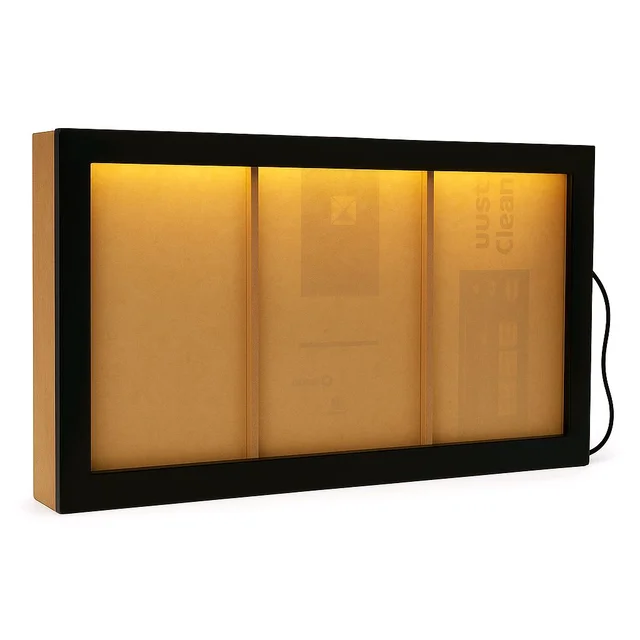 Long Horizontal Mdf Shadow Box - With Acrylic Border - 18/10/2.75", Black border