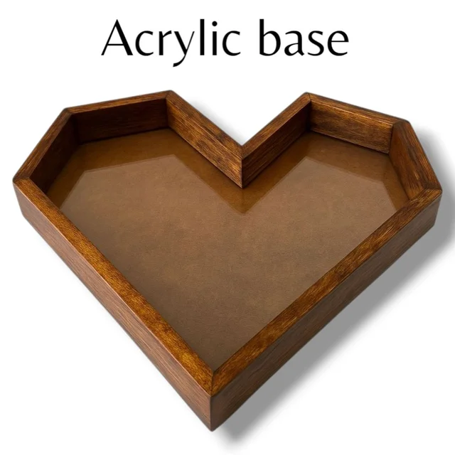 Teakwood Heart Varmala Preservation Frame- Acrylic Base - 10/9/1.25"