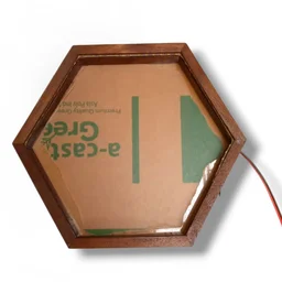 Hexagon LED Teakwood Frame - 12/12/1", Acrylic Base